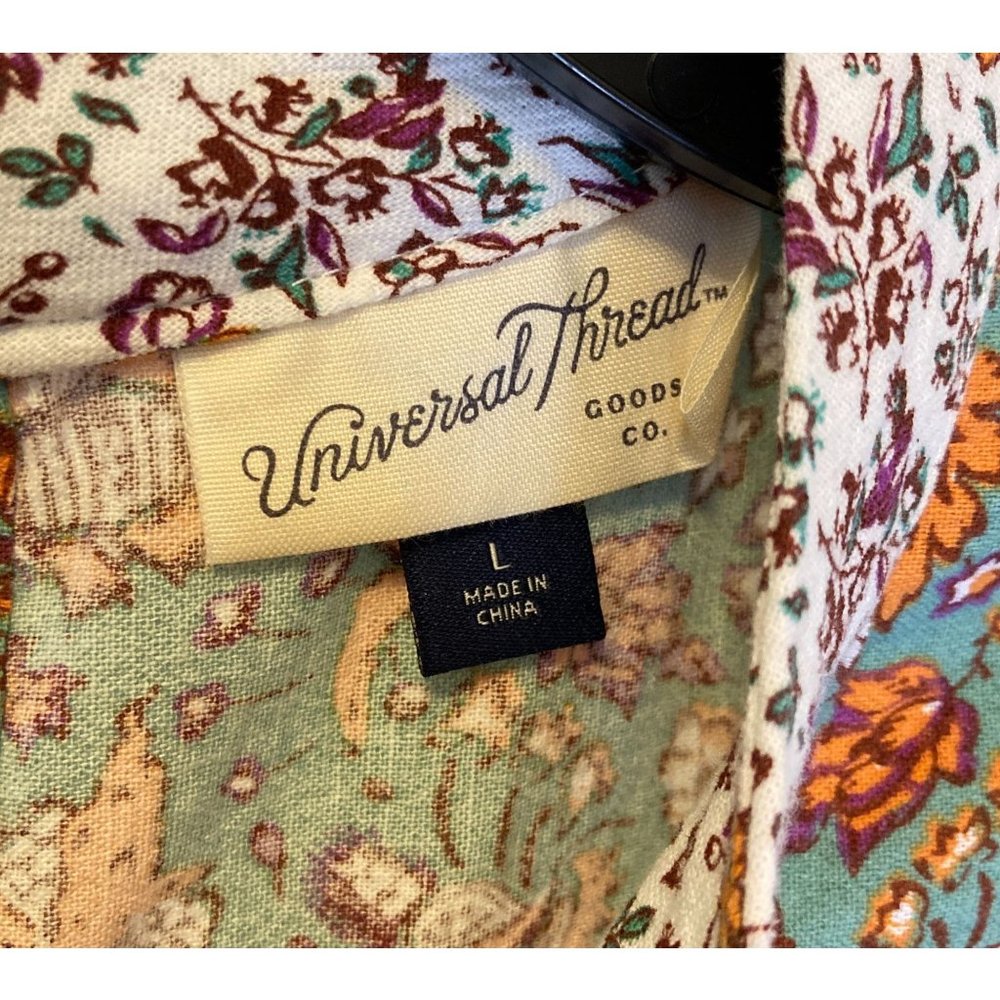 Nwt Universal Thread Size Large Green Floral Cott… - image 2